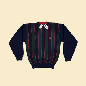 90s/Y2K Tommy Hilfiger L sweater, vtg blue/green crew, new old stock (w/ tags)